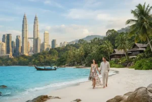 Malaysia tour package from Dubai featuring Kuala Lumpur skyline and tropical scenery