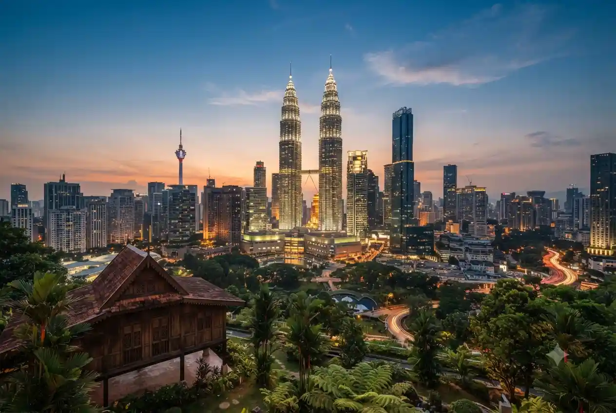Kuala Lumpur skyline with Petronas Twin Towers in Malaysia