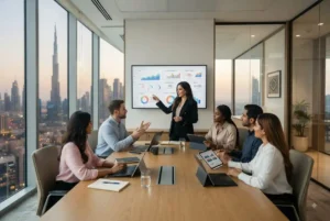 Marketing team developing a digital strategy for businesses in the UAE