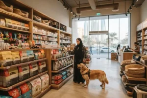 Modern pet shop in Abu Dhabi with pet food and animal supplies