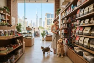 Modern pet shop in Dubai with pet supplies and accessories