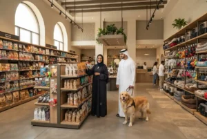 Modern pet store in the UAE with pet food and supplies
