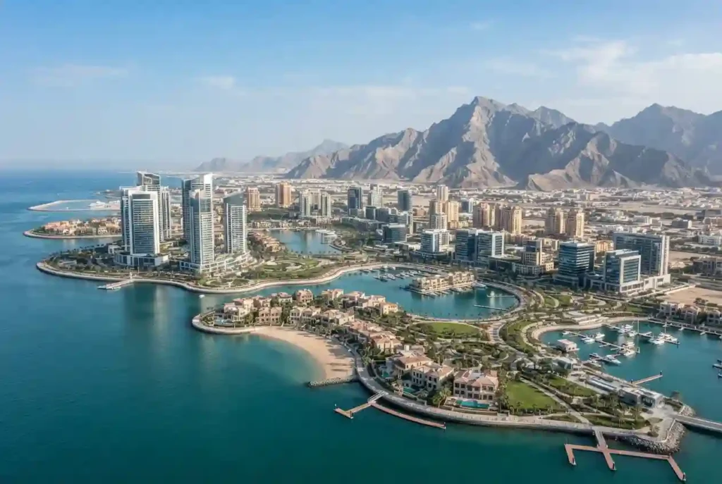 Modern waterfront residential and commercial real estate developments in Ras Al Khaimah