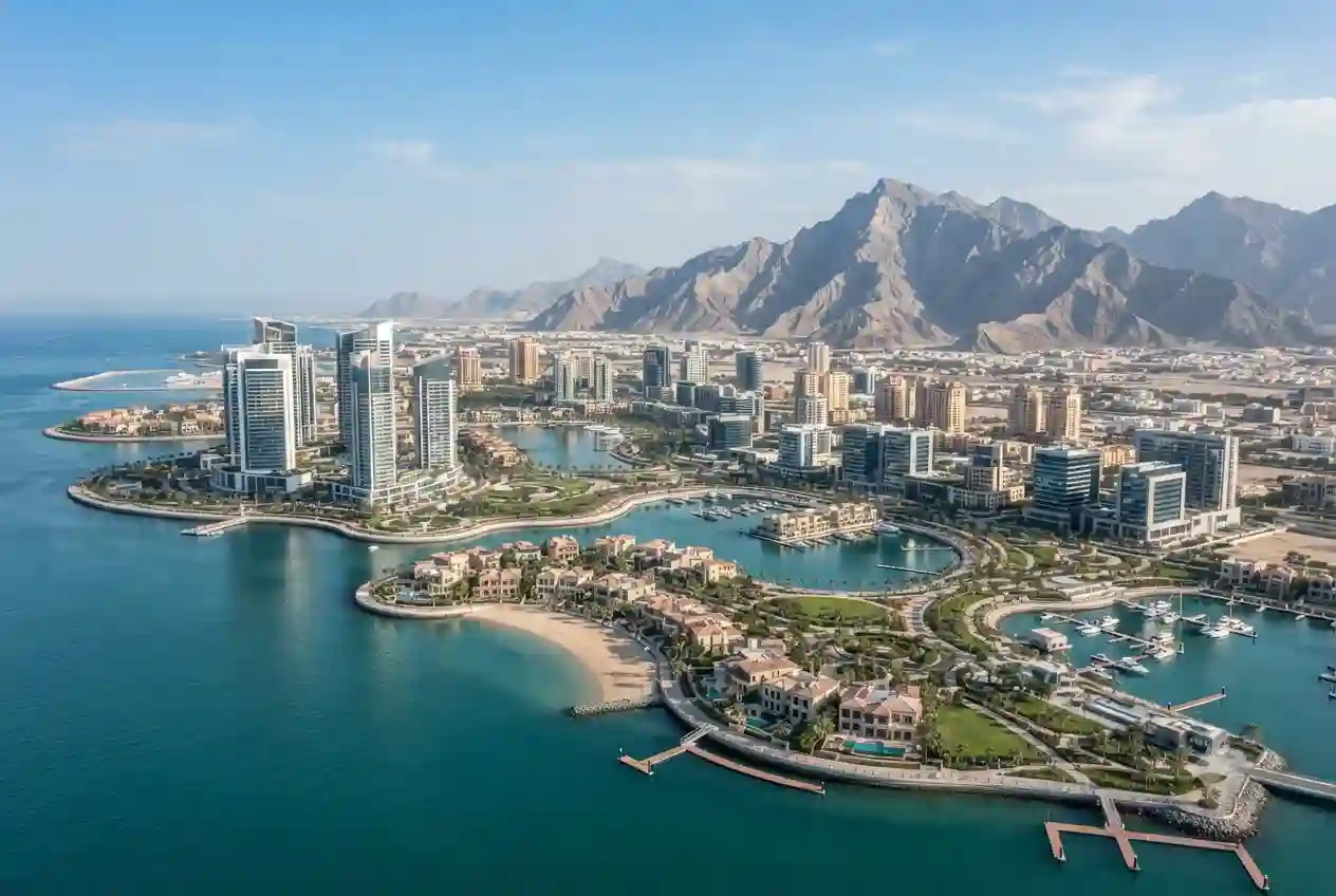 Modern waterfront residential and commercial real estate developments in Ras Al Khaimah