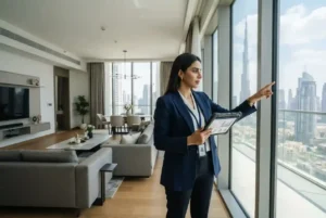 Property manager inspecting a modern Dubai apartment