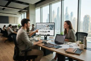 Real estate website development team building a Dubai property website