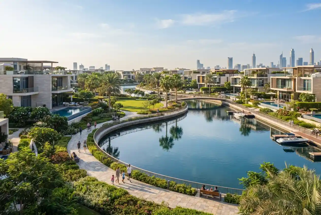 Riverside residential community and properties in Dubai