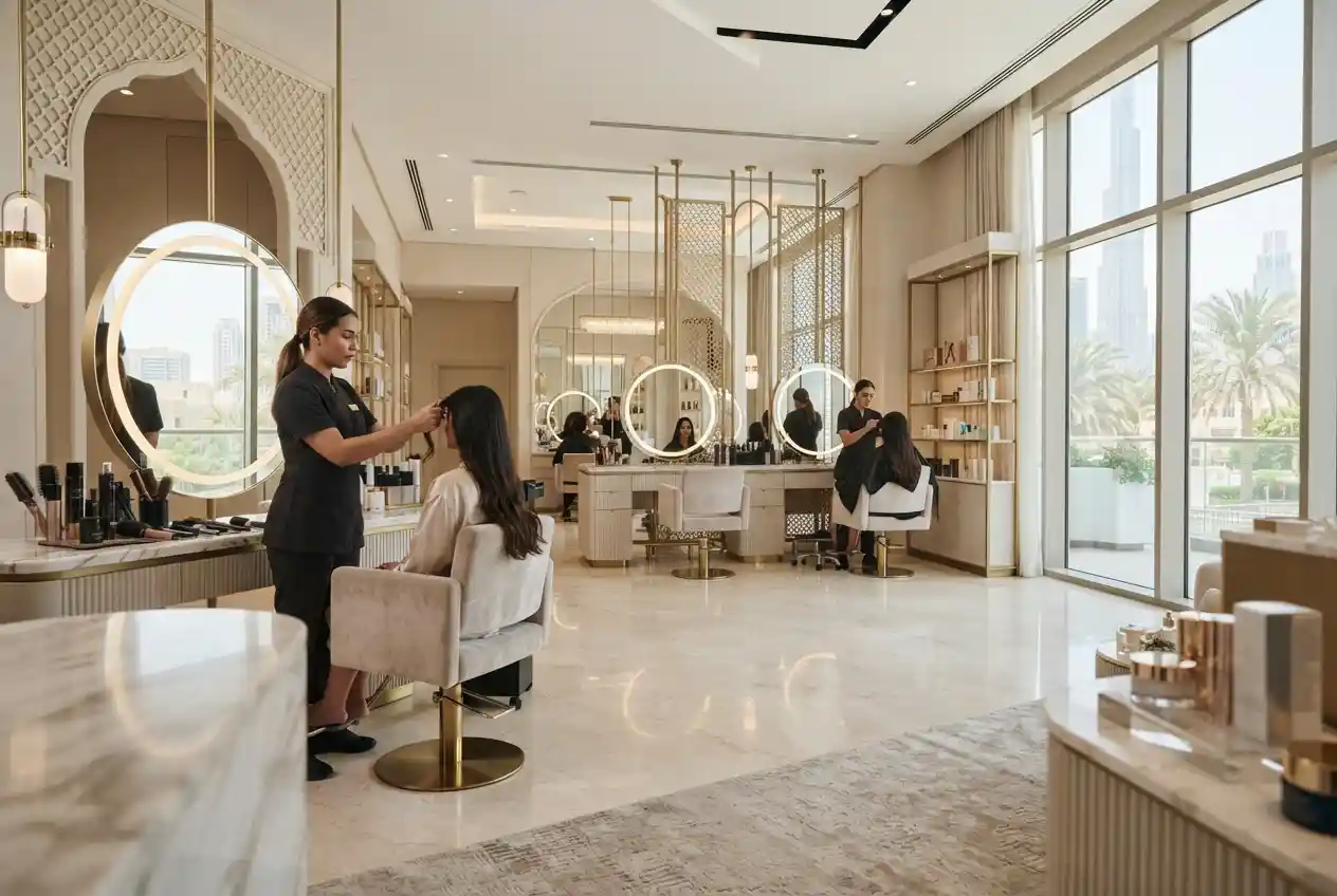 Luxury beauty salon interior representing Sisters Beauty Lounge in the UAE