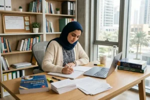Student using effective study skills for exam preparation