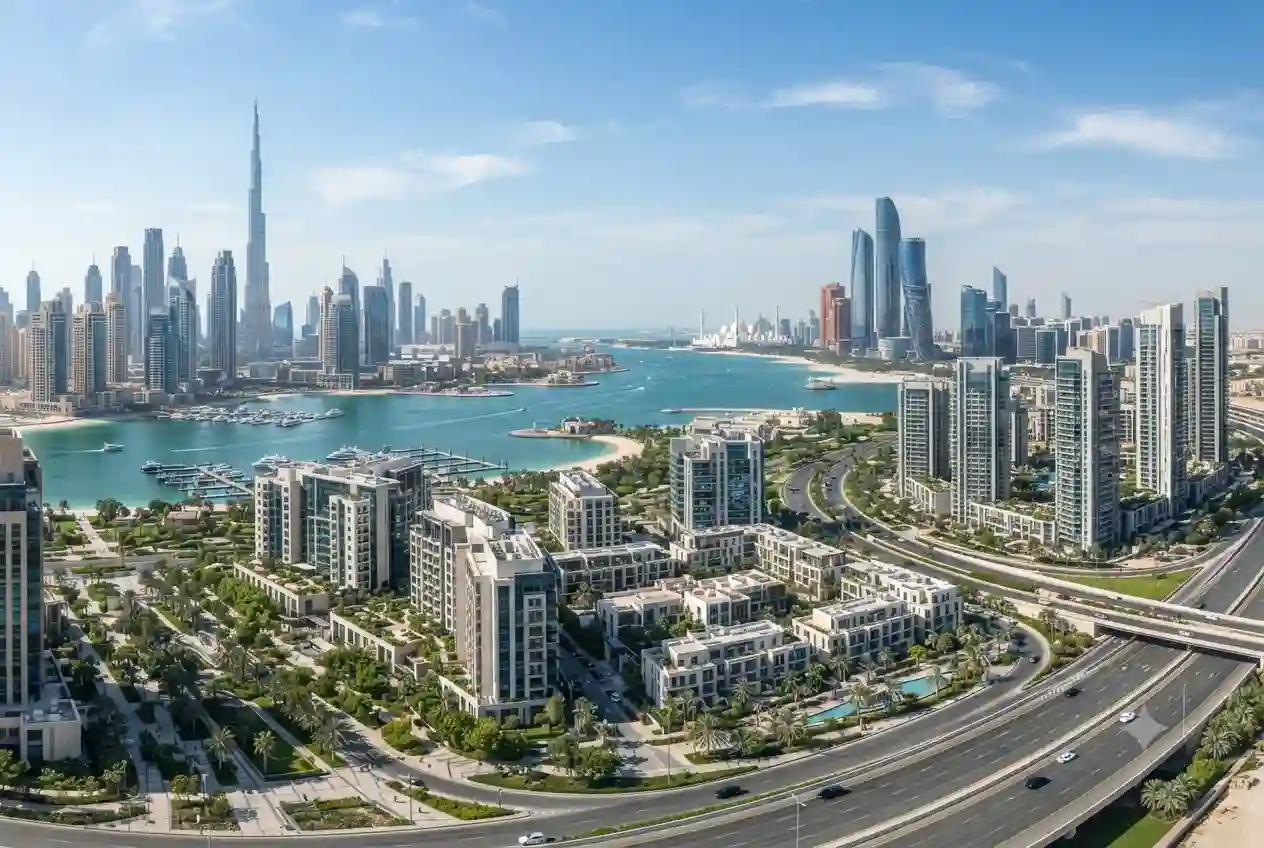 Modern residential and commercial developments by leading real estate companies in the UAE