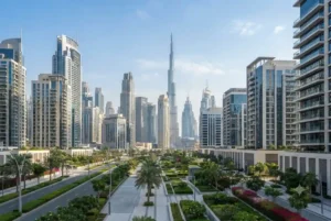 Modern commercial district representing leading real estate brokerage companies in Dubai