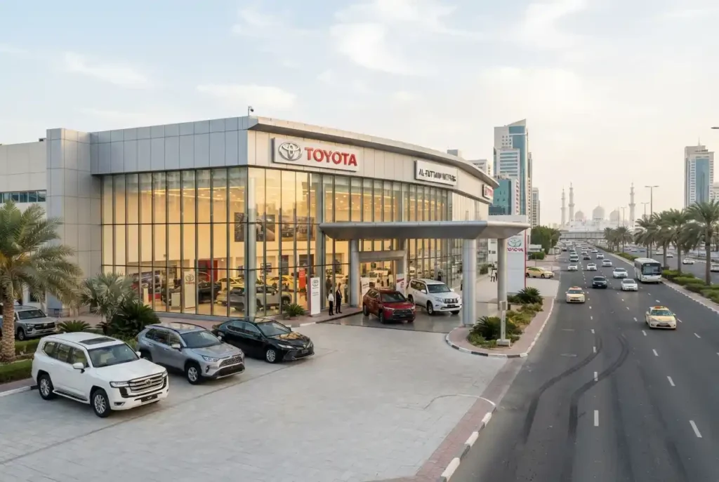 Toyota Airport Road Abu Dhabi showroom with new and pre-owned cars
