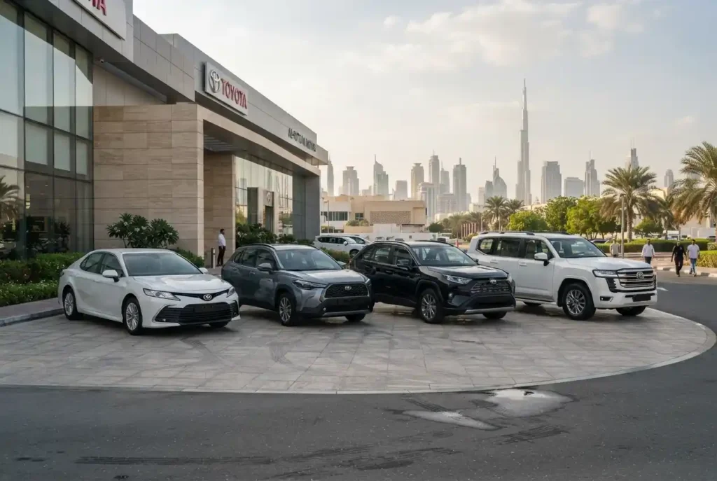 Toyota models in the UAE including sedans and SUVs
