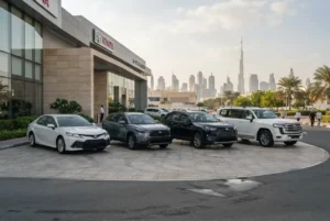 Toyota models in the UAE including sedans and SUVs