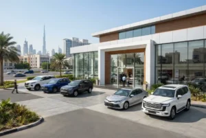 Toyota showroom in the UAE with new cars and SUVs