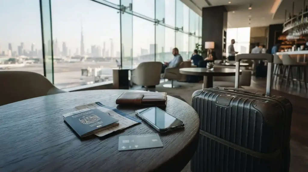 Travel medical insurance UAE with passport travel documents and medical assistance card