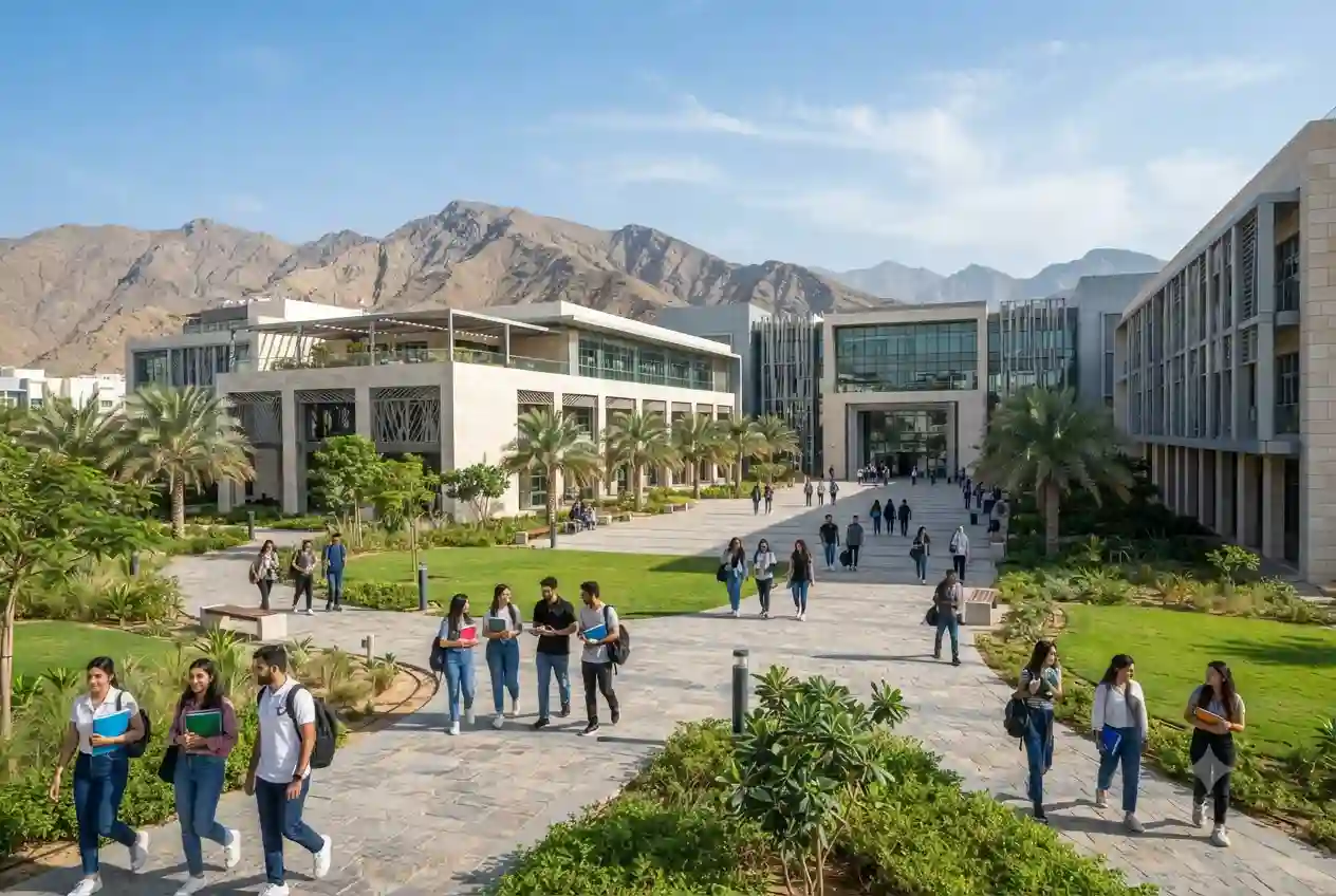 Students at the University of Science and Technology of Fujairah campus