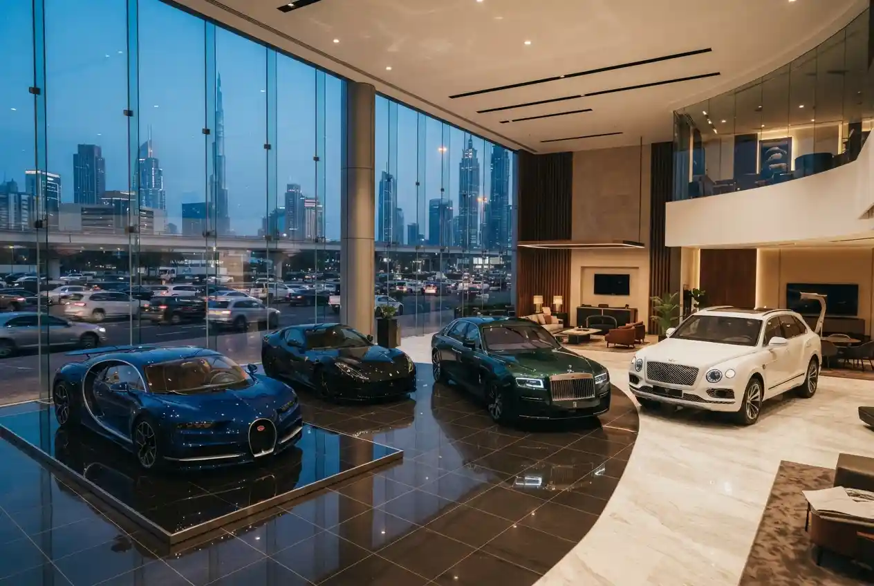 VIP Motors Dubai luxury and supercar showroom on Sheikh Zayed Road