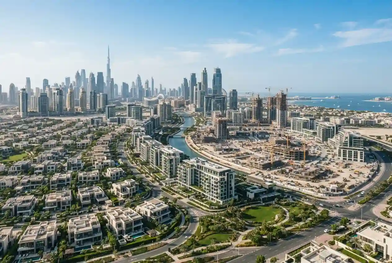 Modern residential and commercial real estate developments in the UAE