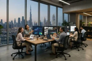 Digital media professionals managing online marketing campaigns in Dubai
