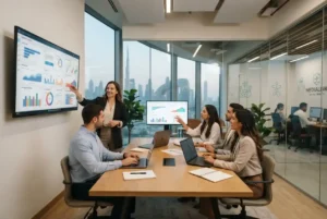 Healthcare digital marketing professionals planning online campaigns in the UAE