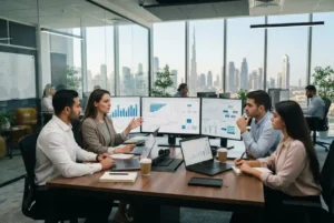SEO digital marketing professionals analysing search performance in the UAE